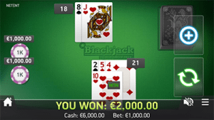 Single-deck mobile blackjack by NetEnt